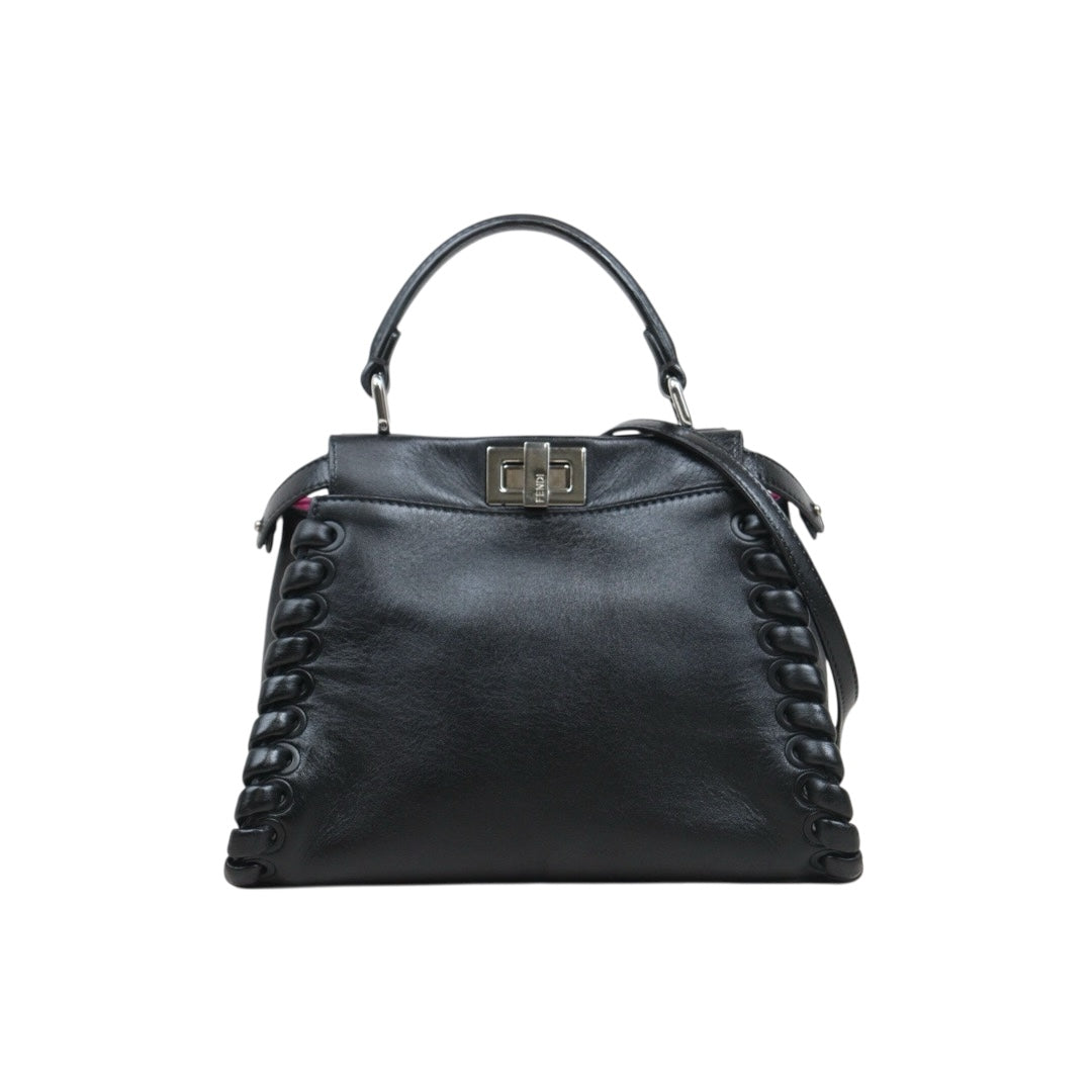 Fair ( Rank B) ｜ FENDI Calf Leather Peekapoo iconic mini Handbag With Shoulder Bag Black｜H25063013