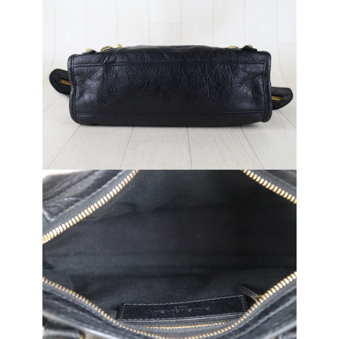 Include Entrupy Certificate of Authenticity｜Very Good ( Rank A)｜Balenciaga Gaint Mini Citty  Black HandBag Shoulder Bag ｜S26072524