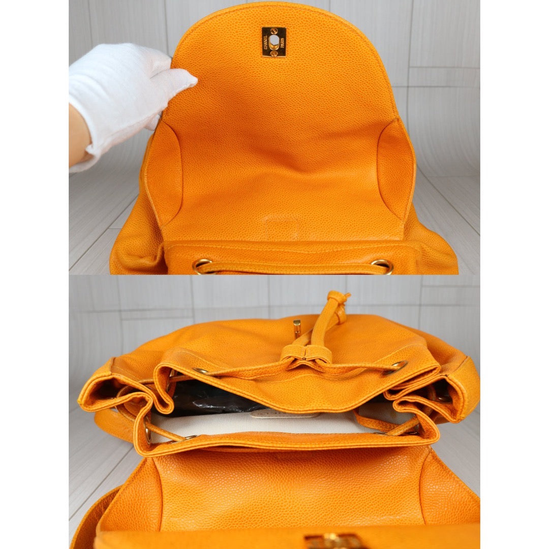 Good ( Rank AB)｜CHANEL Caviar Skin Backpack Orange Made in 1996-1997 Year｜S24060606