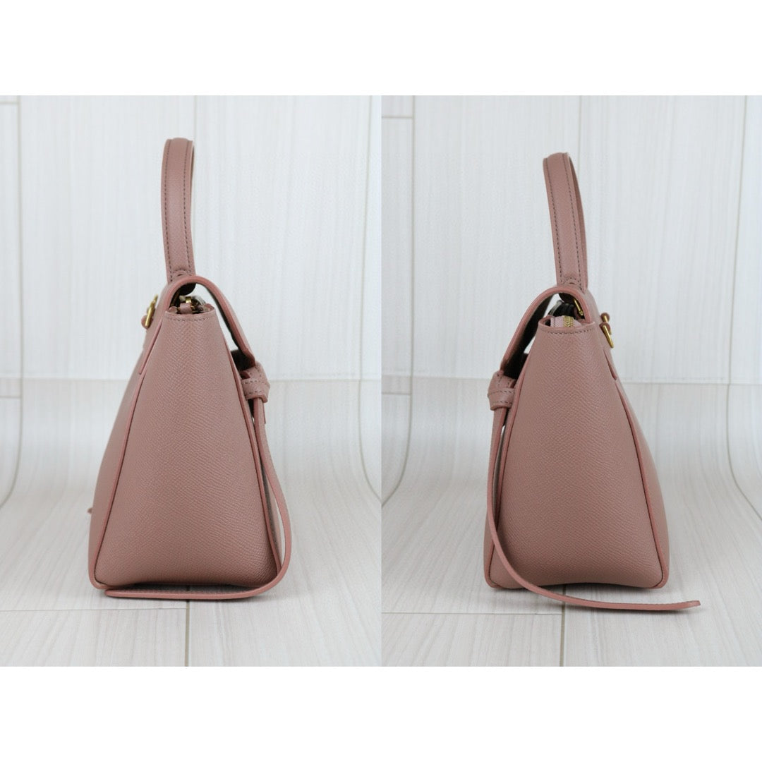 Very Good ( Rank A)｜CELINE Leather Calf Belt Nano Handbag Shoulder Bag Desert Rose｜S25042811