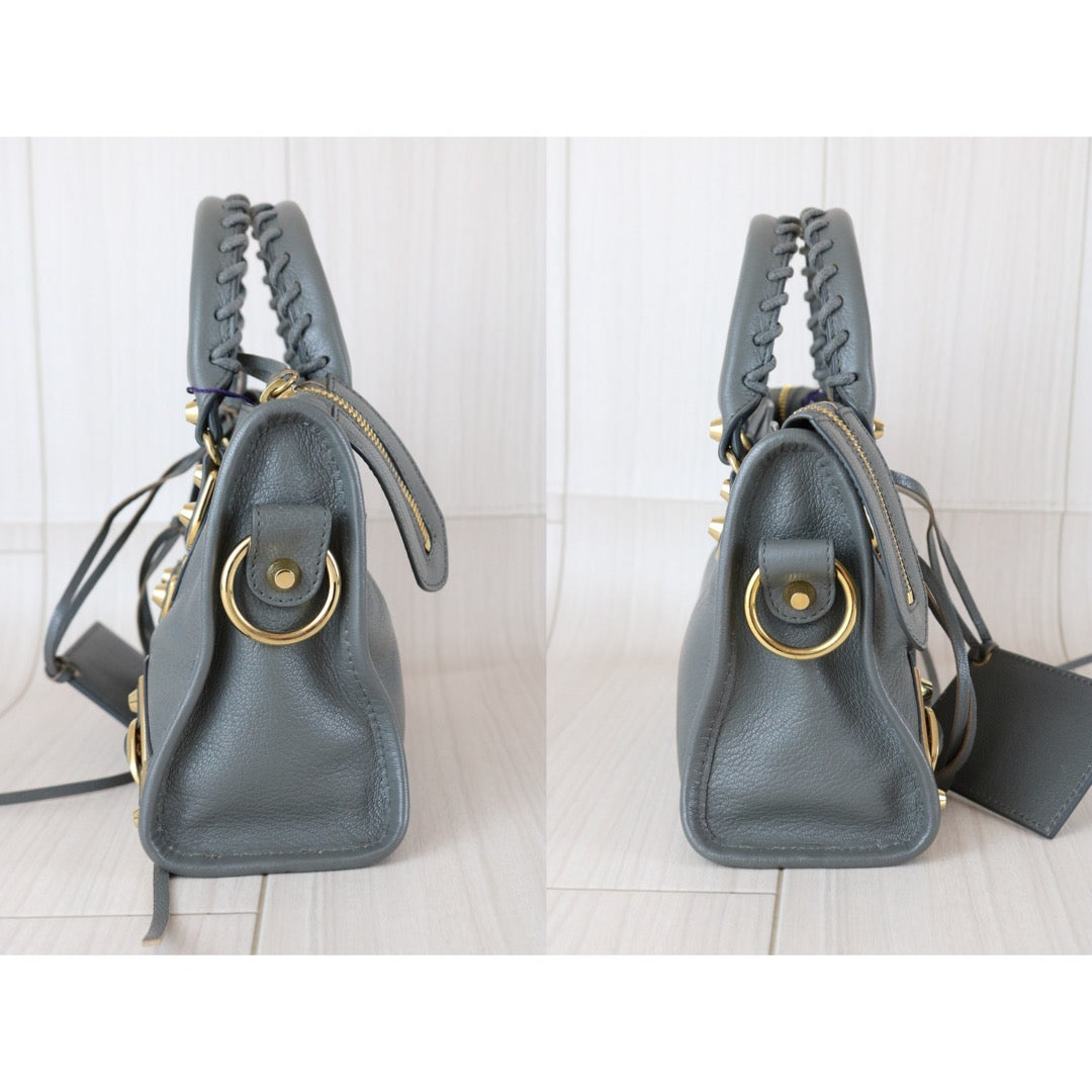 Very Good ( Rank A)｜Balenciaga Goatskin edge Mini Classic City Haze gray HandBag Shoulder Bag ｜X25112201