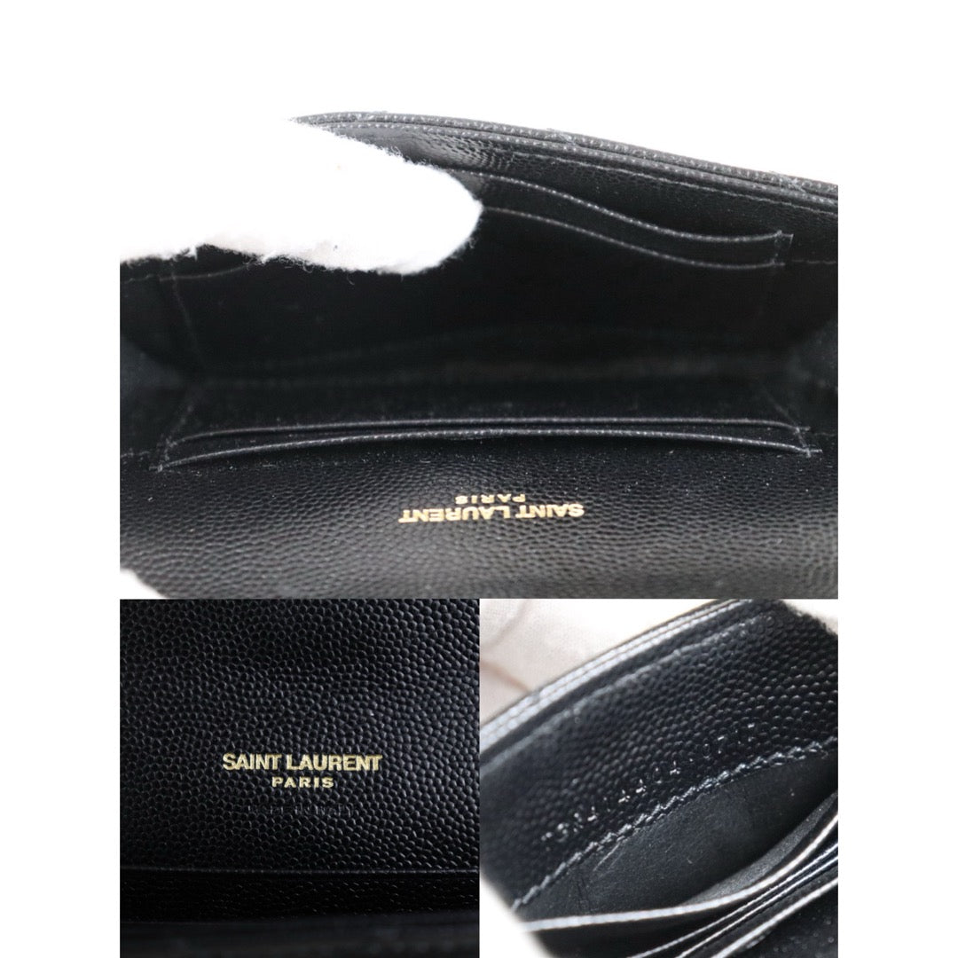 Include Entrupy Certificate of Authenticity｜Excellent（Rank SA）｜  Saint Laurent YSL Caviar Skin Calf Leather  Card Holder Black｜S26030819