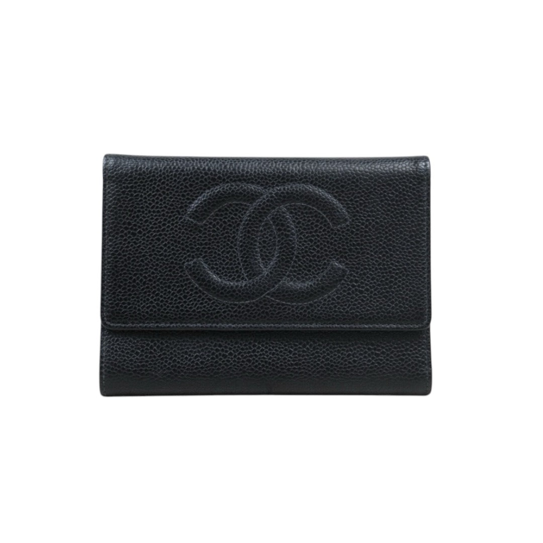 Very Good ( Rank A)｜CHANEL Caviar Skin Black  Wallet Made In 2004-2005 Year｜V24102420