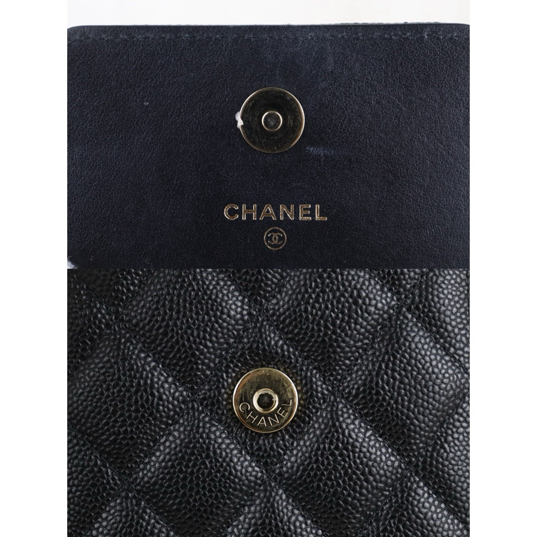 Include Entrupy Certificate of Authenticity｜Excellent（Rank SA）｜Full Set CHANEL 23S Caviar Skin Bow Matrasse Chain Phone Holder Black  IC Chips Model ｜S26051507
