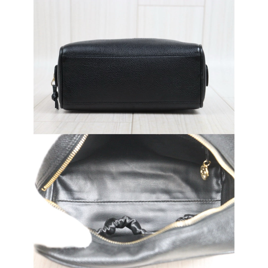 Include Entrupy Certificate of Authenticity｜Good ( Rank AB)｜ CHANEL Caviar Skin Vanity Case  Black Made In 1994-1996 Year｜26062901