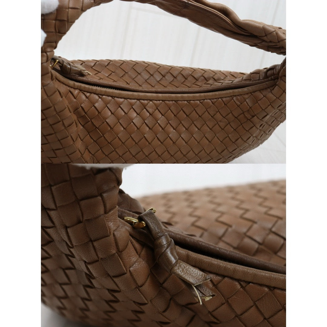 Good ( Rank AB)｜ Bottega Veneta Lamb Skin Braid Shoulder Bag Brown｜V25042416