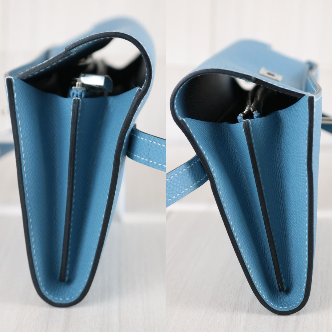 Excellent（Rank SA)｜ HERMES Epson Kelly Long Wallet Blue Jean □O Stamp Made In 2011Year｜X25121403