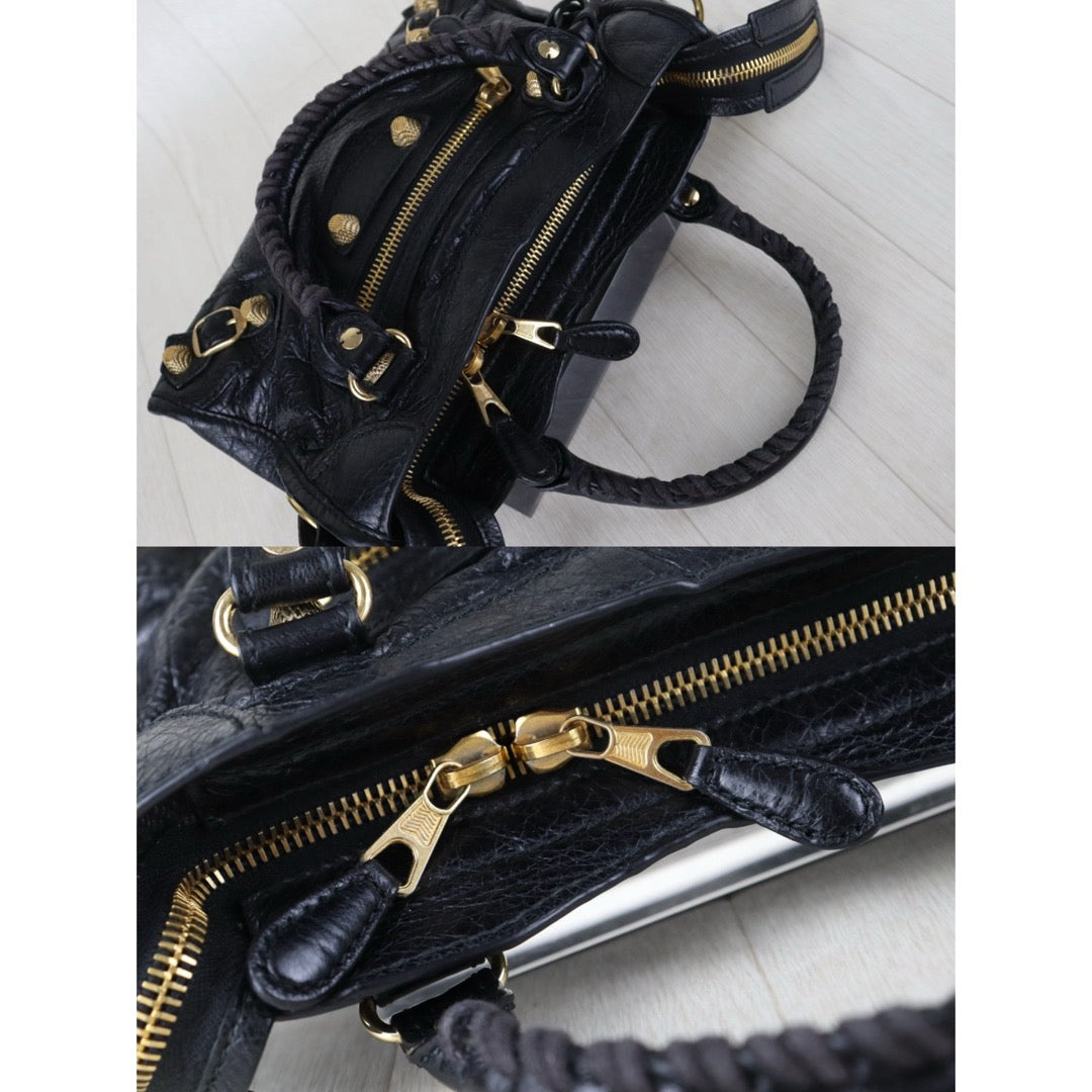 Include Entrupy Certificate of Authenticity｜Very Good ( Rank A)｜Balenciaga Gaint Mini Citty  Black HandBag Shoulder Bag ｜S26072524
