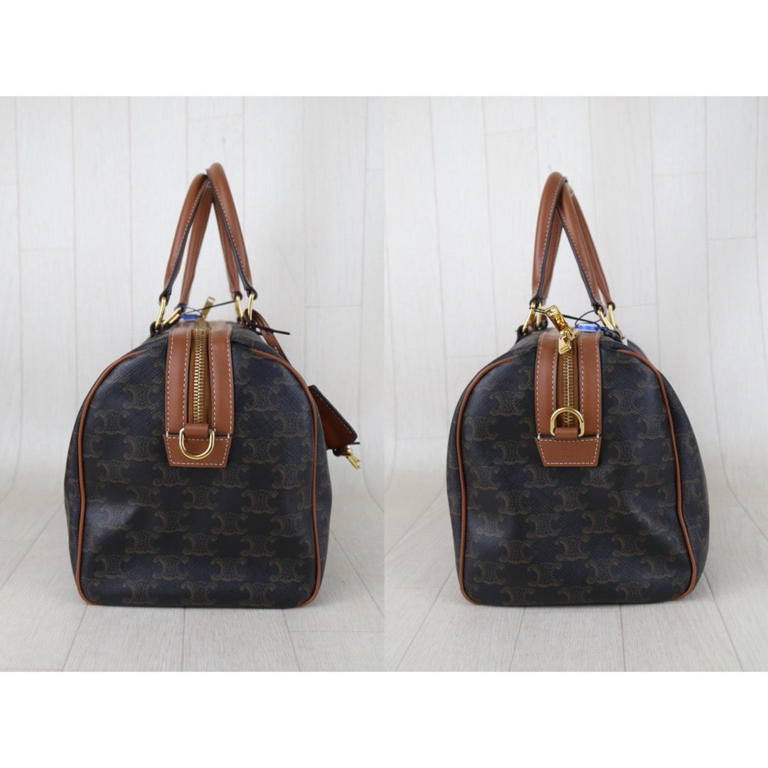 Include Entrupy Certificate of Authenticity｜Good ( Rank AB)｜ Celine Triomphe Boston Hand Bag Shoulder Bag｜S26090708