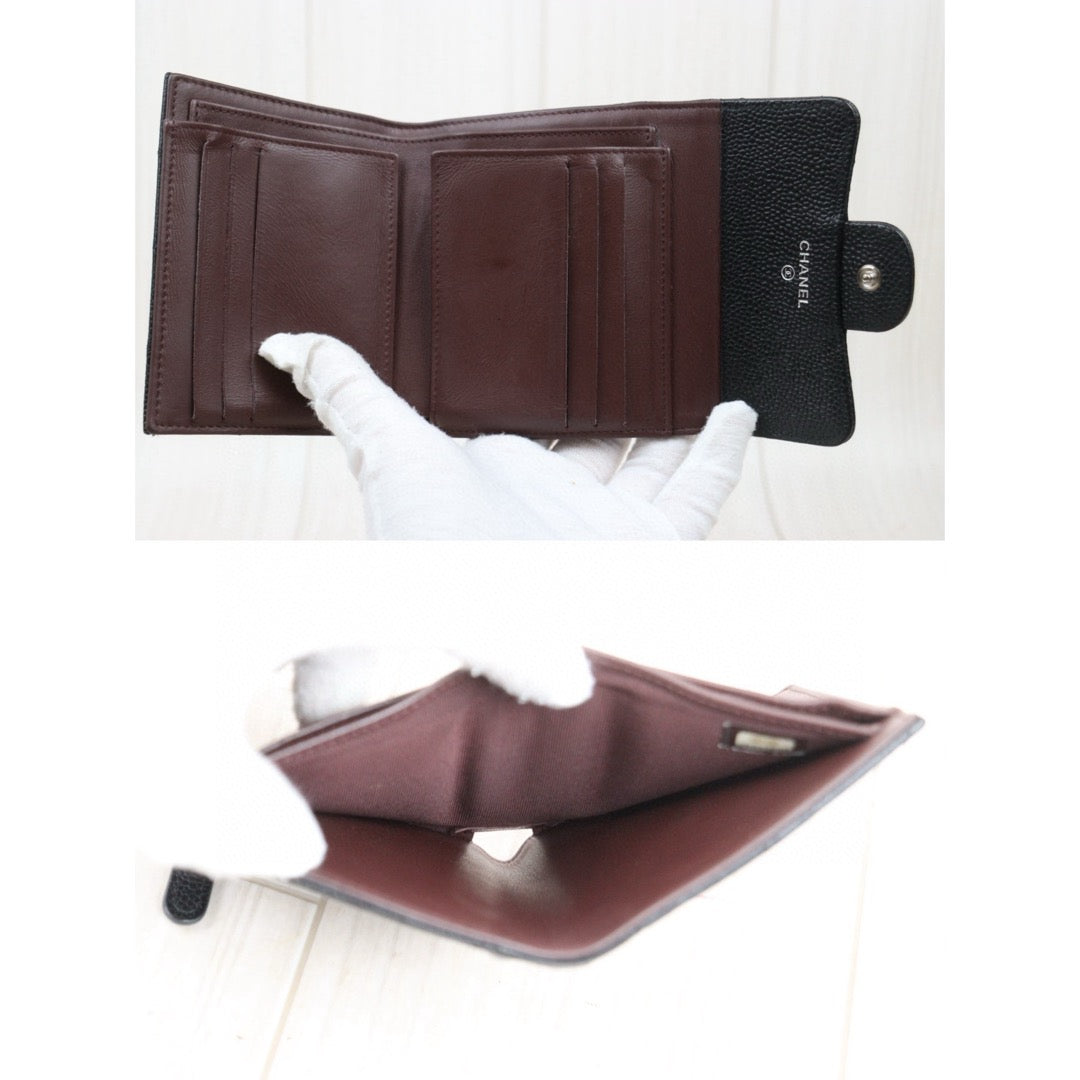 Good ( Rank AB)｜CHANEL Caviar Skin Leather Calf Leather  Wallet Black Made In 2018 Year｜S25021020