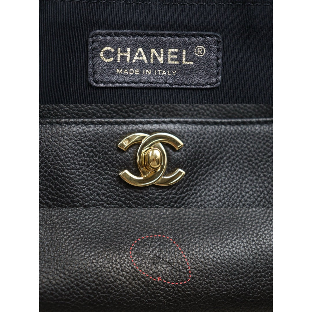 Good ( Rank AB) ｜CHANEL Calf Leather Cerf Tote Shoulder Bag Black Made in 2004-2005Year｜25112502