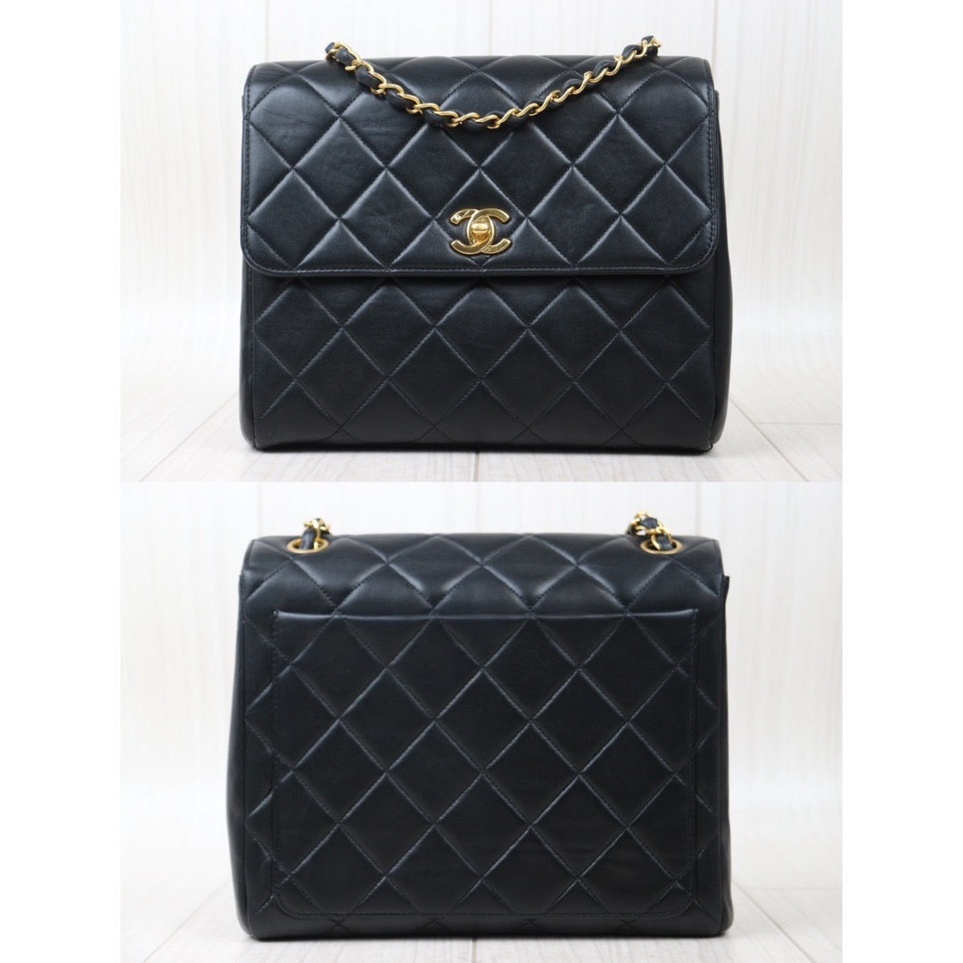 Rank A｜ CHANEL Black Lanbskin Square 25 Shoulder Bag Made In 1994～1996Year ｜24070504