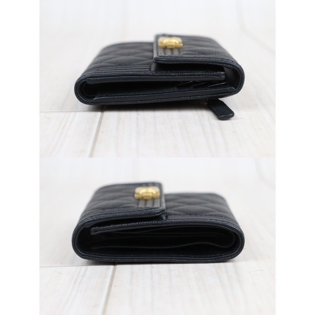 Rank S｜CHANEL Leboy Caviar Skin Black Wallet｜23120712