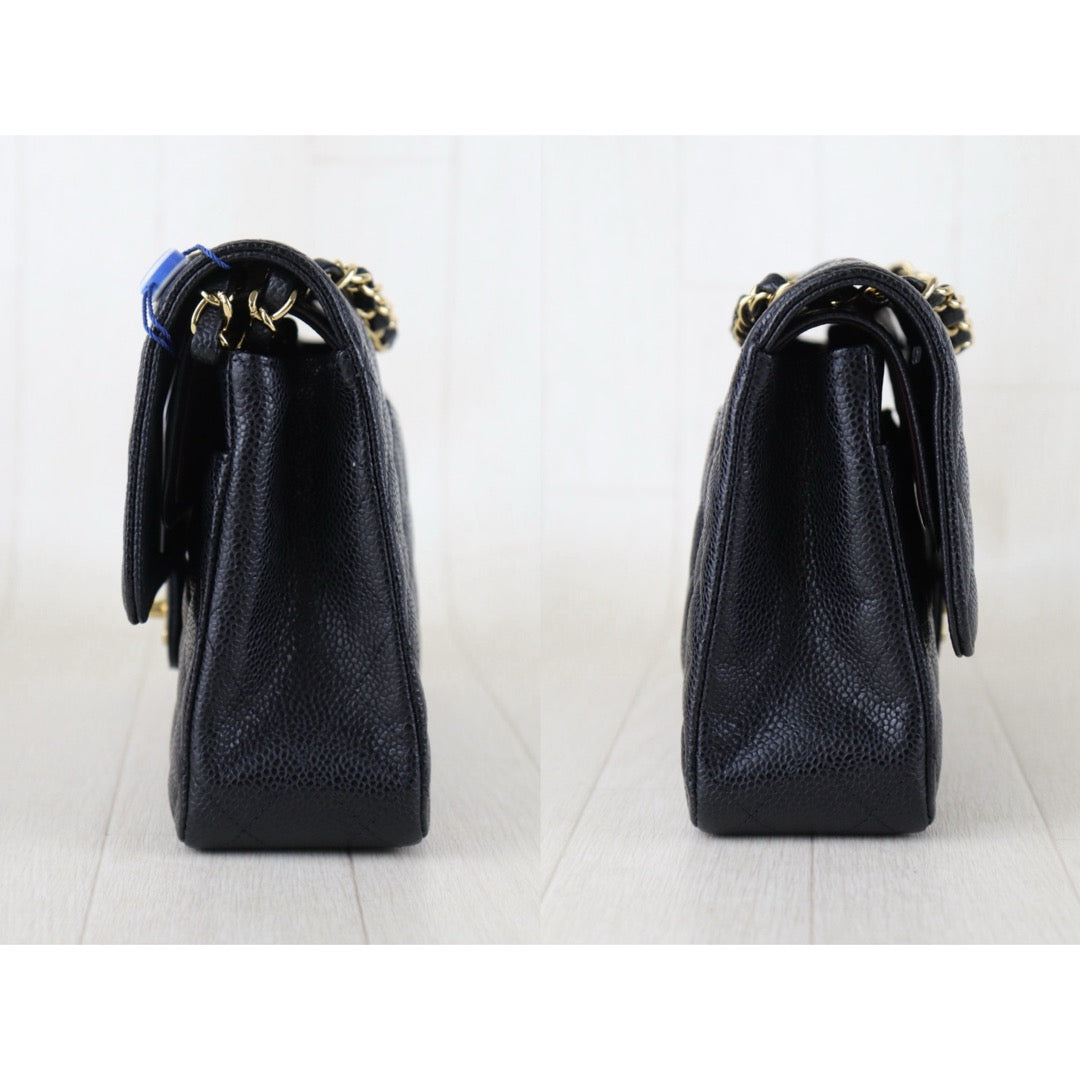 Include Entrupy Certificate of Authenticity｜Very Good ( Rank A)｜ CHANEL Caviar Skin Calf Leather Chain Double Flap 25 Shoulder Bag  Black Made In 2013-2014Year｜S26072545