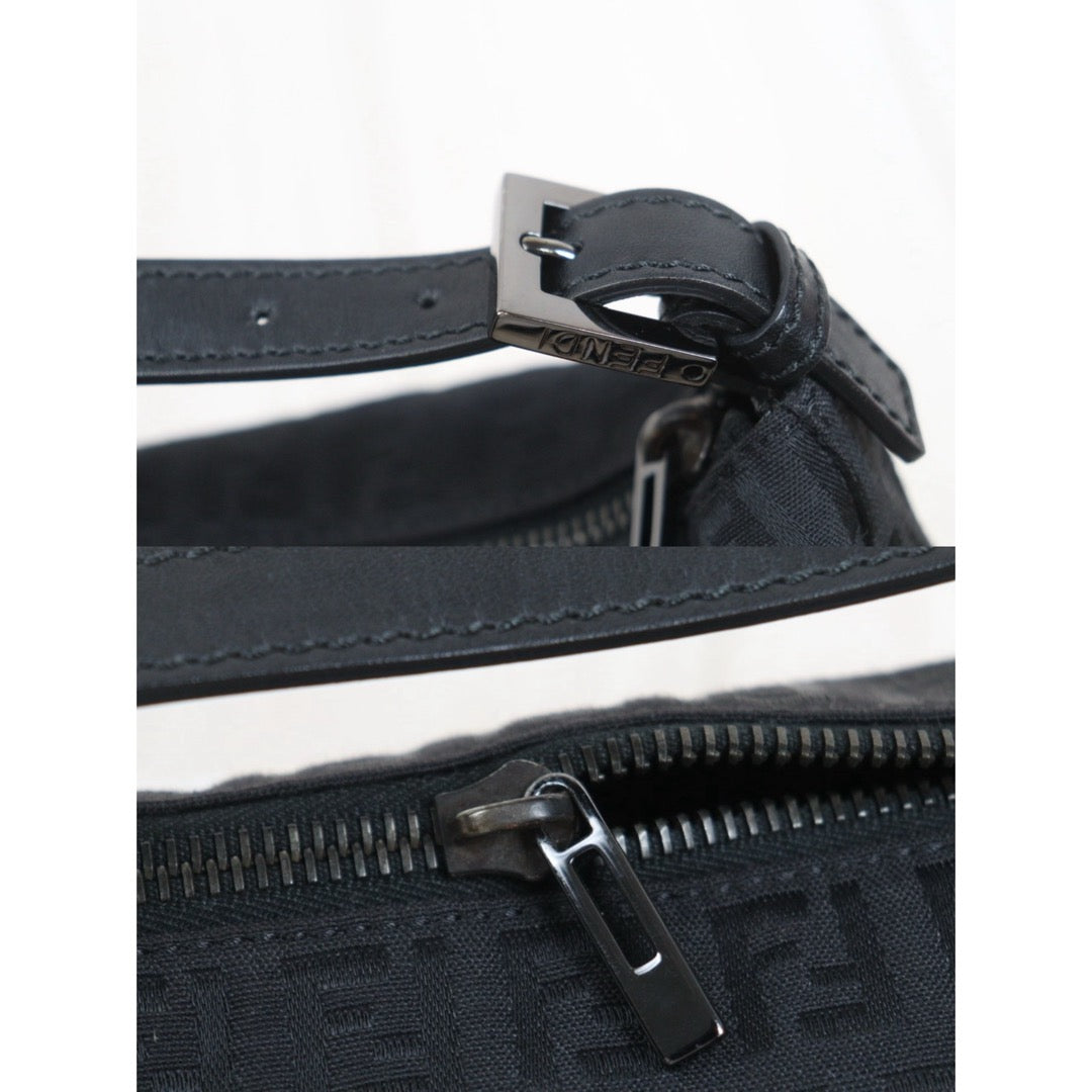 Include Entrupy Certificate of Authenticity｜Very Good ( Rank A)｜ FENDI  Zucca Mamma Canvas Bucket Hand Bag Black ｜26100103