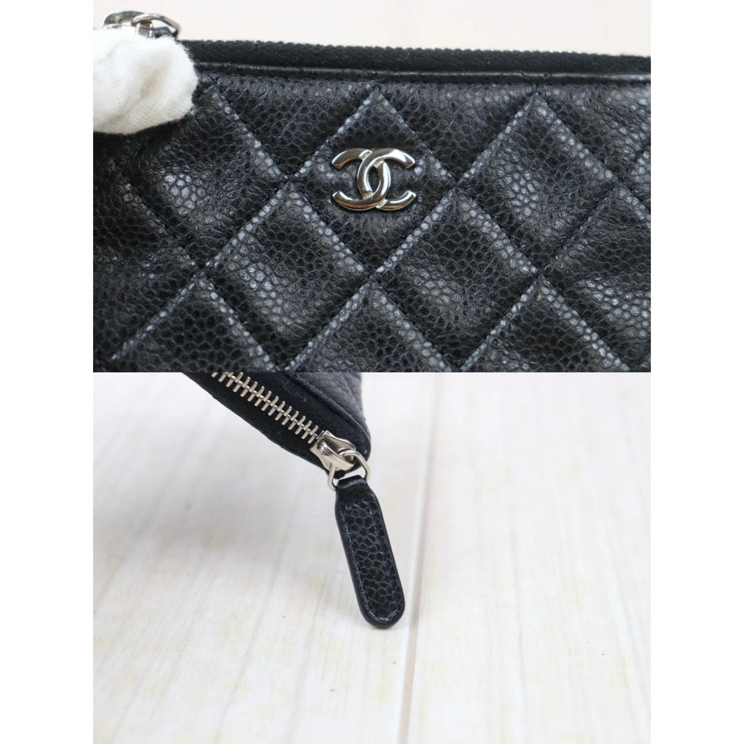 Good ( Rank AB) ｜CHANEL Matrasse Caviar Skin Card Holder Black Made In 2012-2013 Year｜V24101016