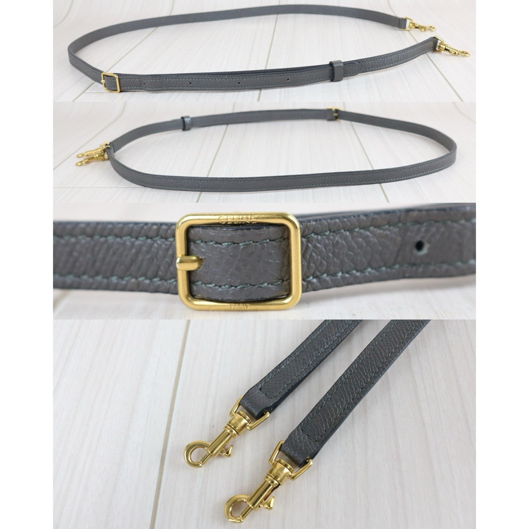 Include Entrupy Certificate of Authenticity｜Very Good ( Rank A)｜CELINE Calf Leather Belt Pico Handbag Shoulder Bag Etoupe Gray｜X26051807