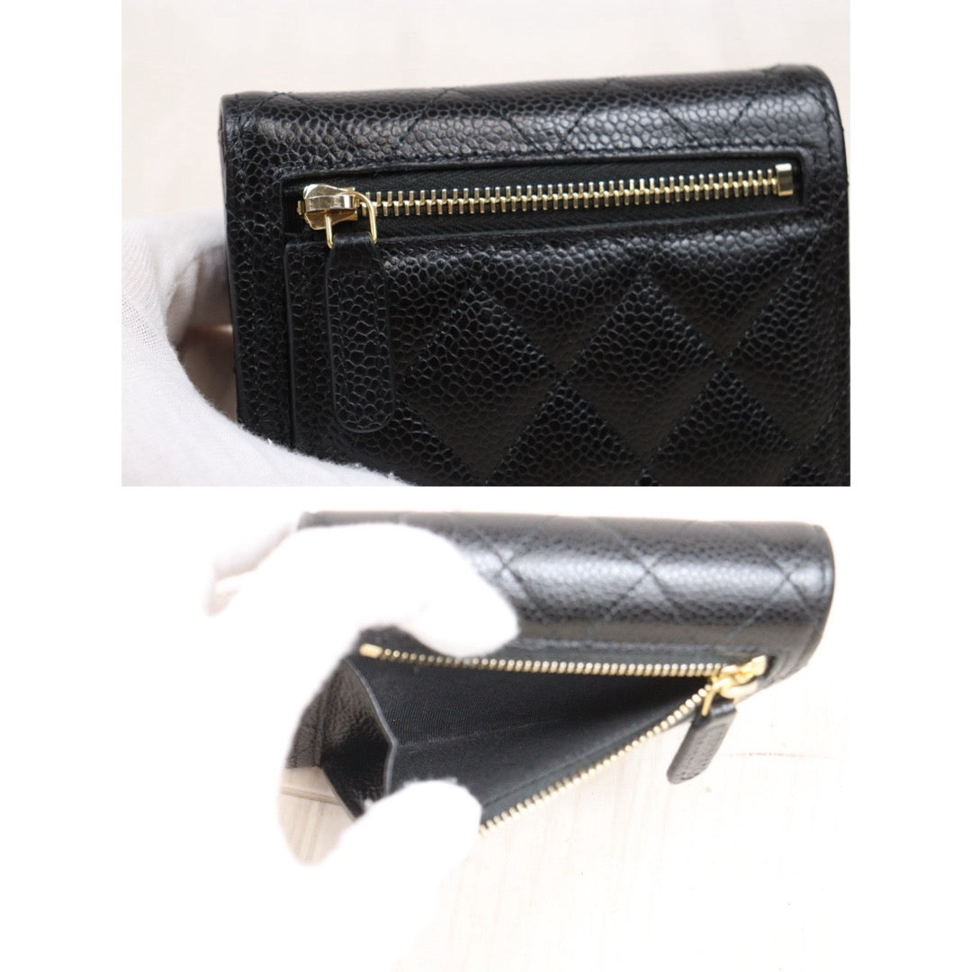 Very Good ( Rank A)｜Chanel Caviar Skin Black Wallet Made In 2021-2022Year ｜25090110