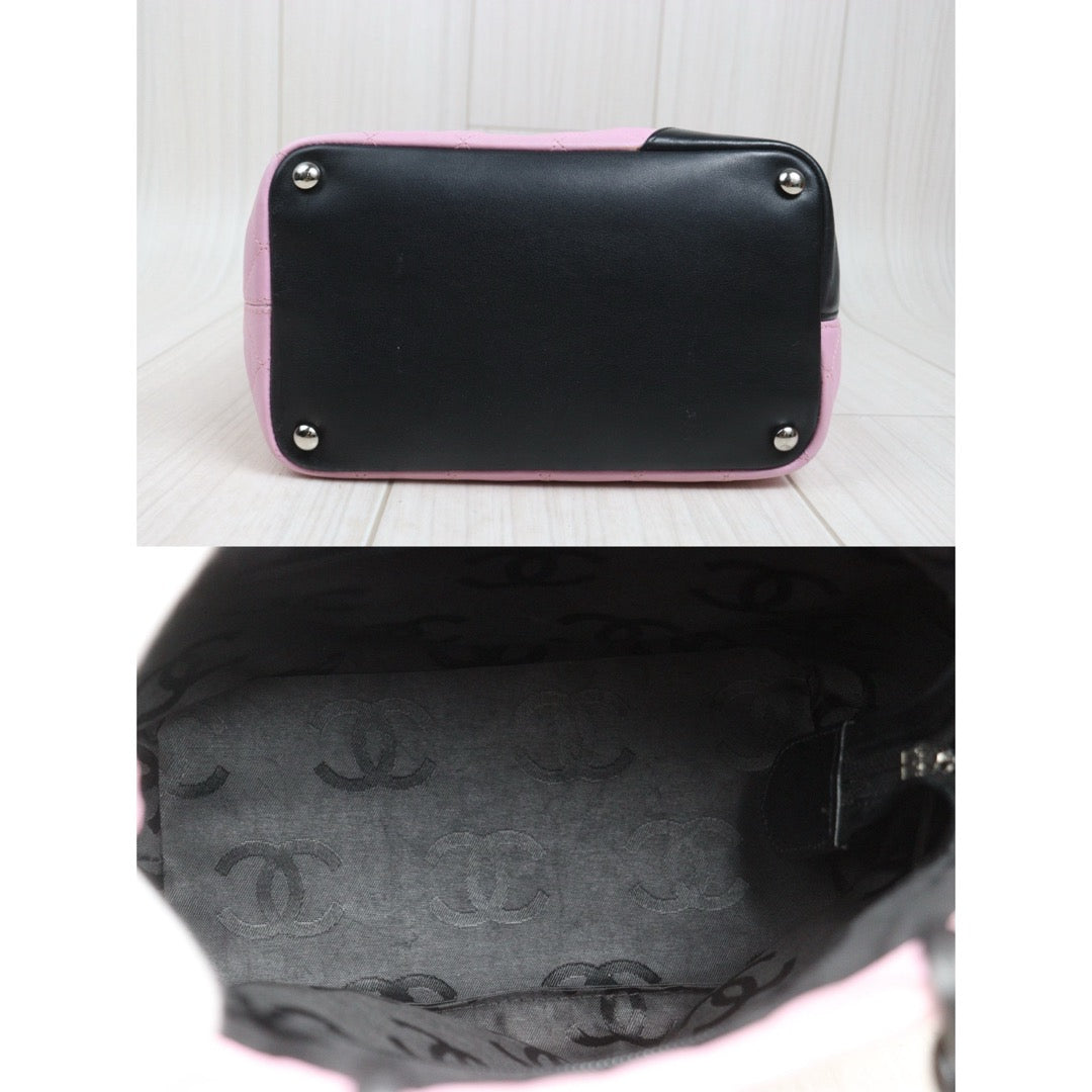 Include Entrupy Certificate of Authenticity｜Very Good ( Rank A)｜ CHANEL Cambon Line MM ToteBag Pink Black Made In 2004-2005 Year｜26101305