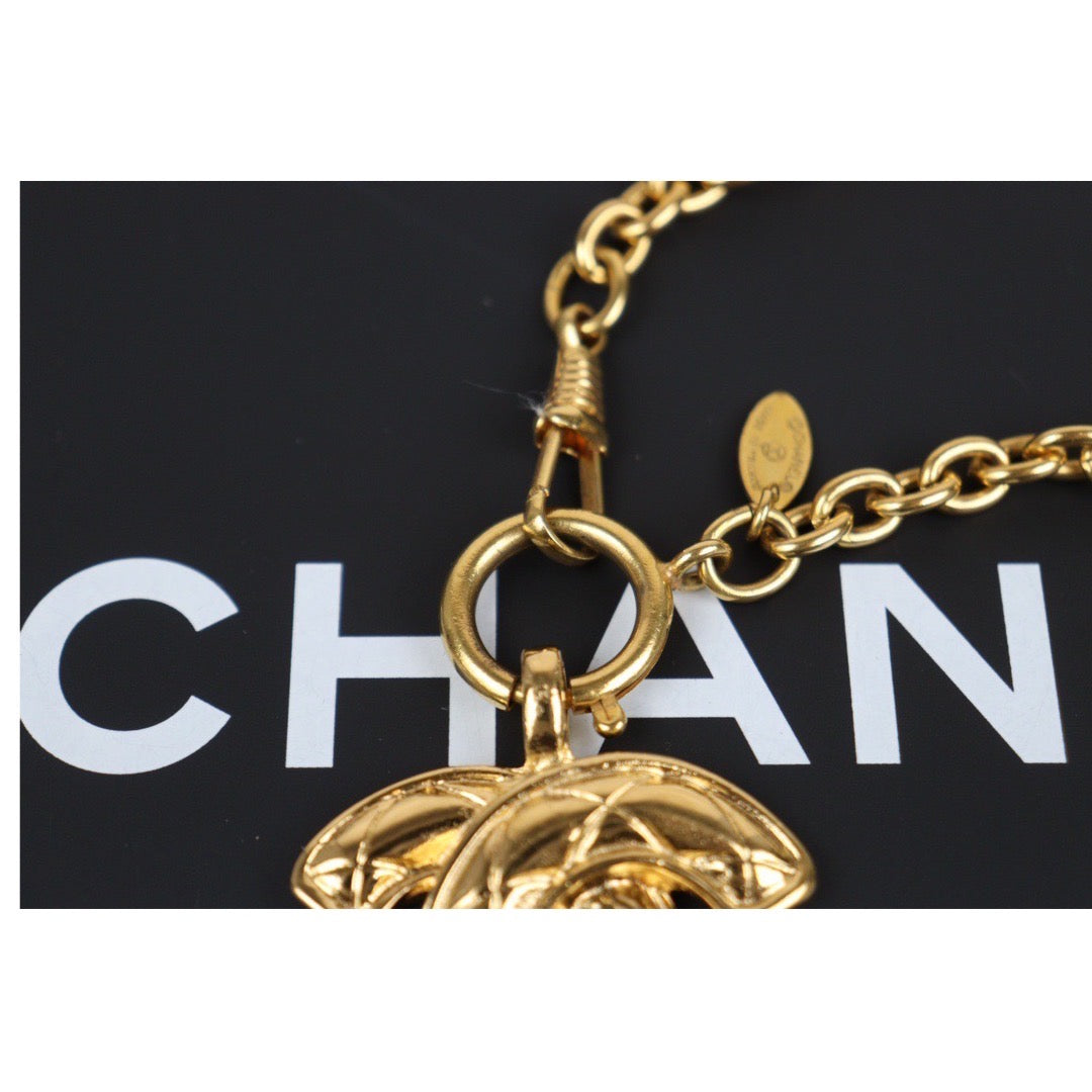 Rank A ｜ CHANEL Coco Mark 24K Gold Plated Necklace｜24021527