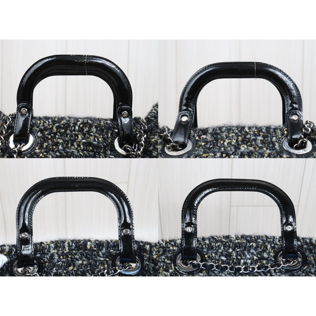 Include Entrupy Certificate of Authenticity｜Good ( Rank AB) ｜ CHANEL  Woolen Matrasse Chain 2 Way ToteBag Shoulder Bag Black Made In 2009-2010Year ｜A26042106