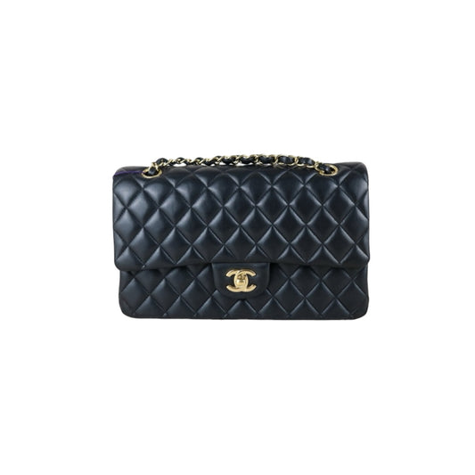 Include Entrupy Certificate of Authenticity｜Very Good ( Rank A)｜Full Set CHANEL Lamb Skin Matrasse Chain Double Flap 25 Shoulder Bag  Black Made In 2017-2018Year｜S26040815