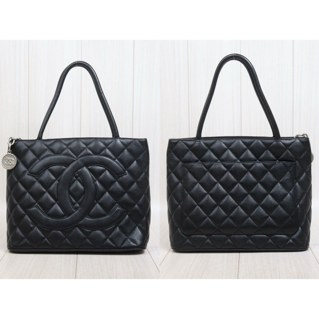 Include Entrupy Certificate of Authenticity｜Good ( Rank AB)｜ CHANEL Caviar Skin Calf Leather Tote Bag Black Made In 2000～2002Year｜26022001