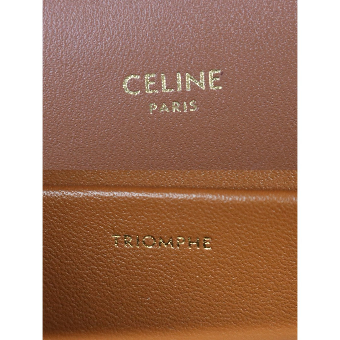 Include Entrupy Certificate of Authenticity｜Very Good ( Rank A)｜ CELINE Macadam Triomphe Shoulder Bag  Golden Hardware｜S26061202
