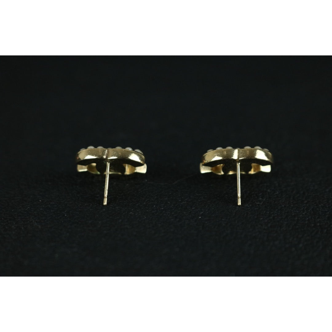 Very Good ( Rank A) ｜ CHANEL 08V Coco Mark Pearl Golden Earrings Made In 2008Year ｜S25121112