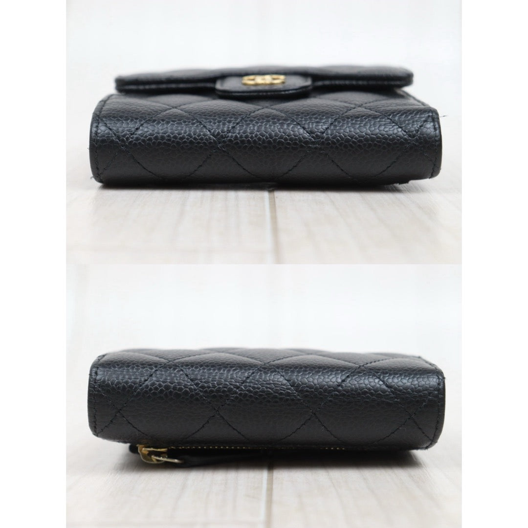 Good ( Rank AB)｜CHANEL Caviar Skin Calf Leather  Black Wallet Made In 2018-2019Year｜V25112103
