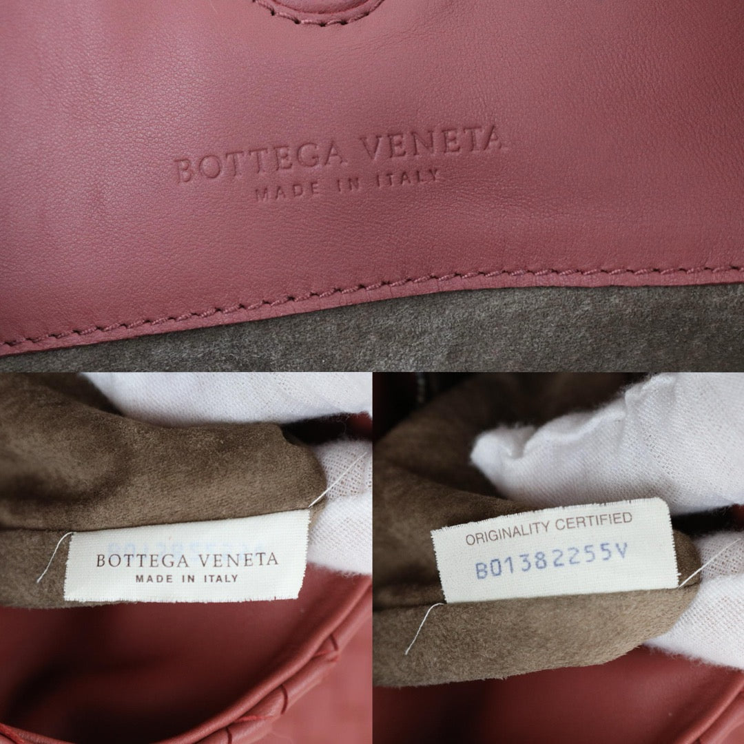 Include Entrupy Certificate of Authenticity｜Very Good ( Rank A)｜ Bottega Veneta Lamb Skin Intrecciato Campana Shoulder Bag  Dusty Rose｜X26091002