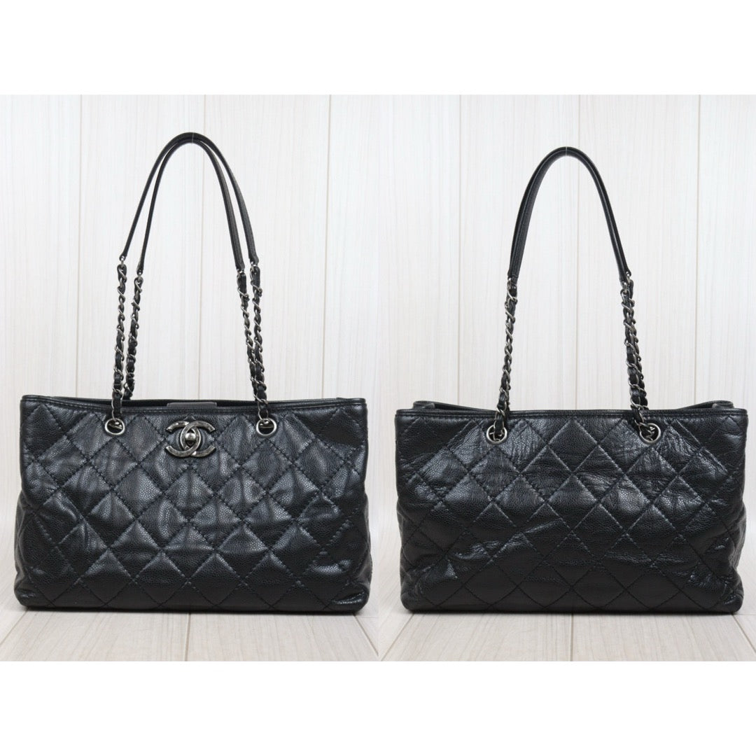 Very Good ( Rank A)｜ CHANEL Caviar Skin  Matrasse Chain Tote Bag Black Made In 2014～2015Year｜25121811