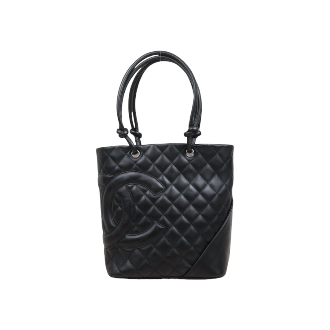Very Good ( Rank A)｜ CHANEL Cambon Line Calf Leather So Black Tote Bag MM Made In 2004-2005Year｜25090207