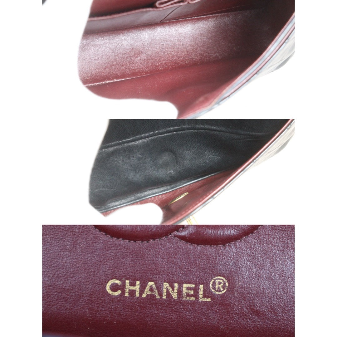 Include Entrupy Certificate of Authenticity｜Good ( Rank AB)｜ CHANEL Lamb Skin Matrasse Chain Double Flap 25 Shoulder Bag  Black Made In 1989-1991 Year｜S26083009