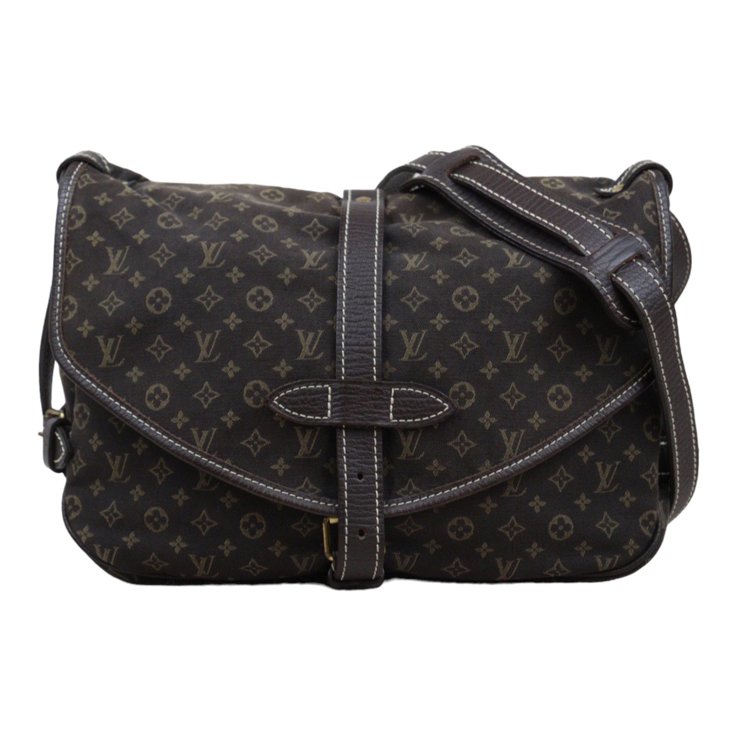 Rank A ｜LV Monogram Mini Run Saumur  Shoulder Bag Canvas Leather Brown｜24032610