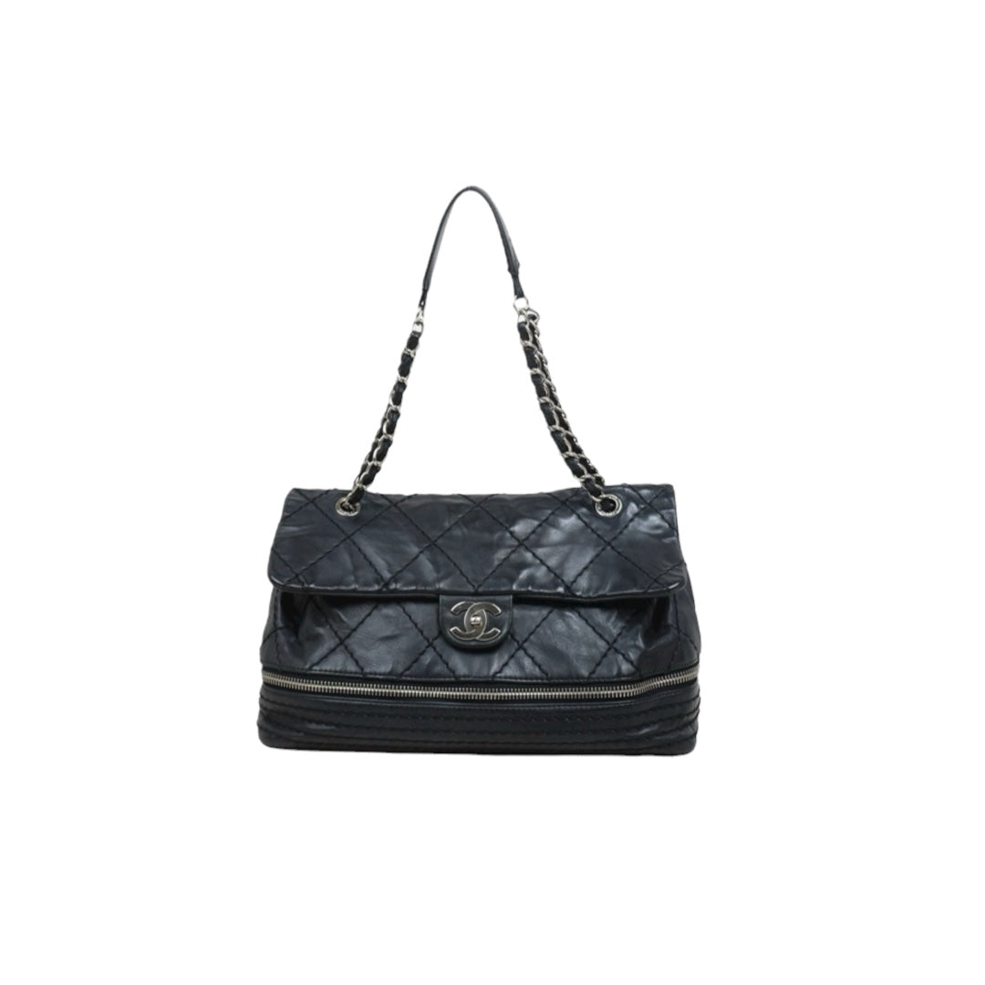 Good ( Rank AB)｜ CHANEL Calf Leather  Matrasse Chain Shoulder Bag Black Made In 2006- 2008Year｜Y25110424