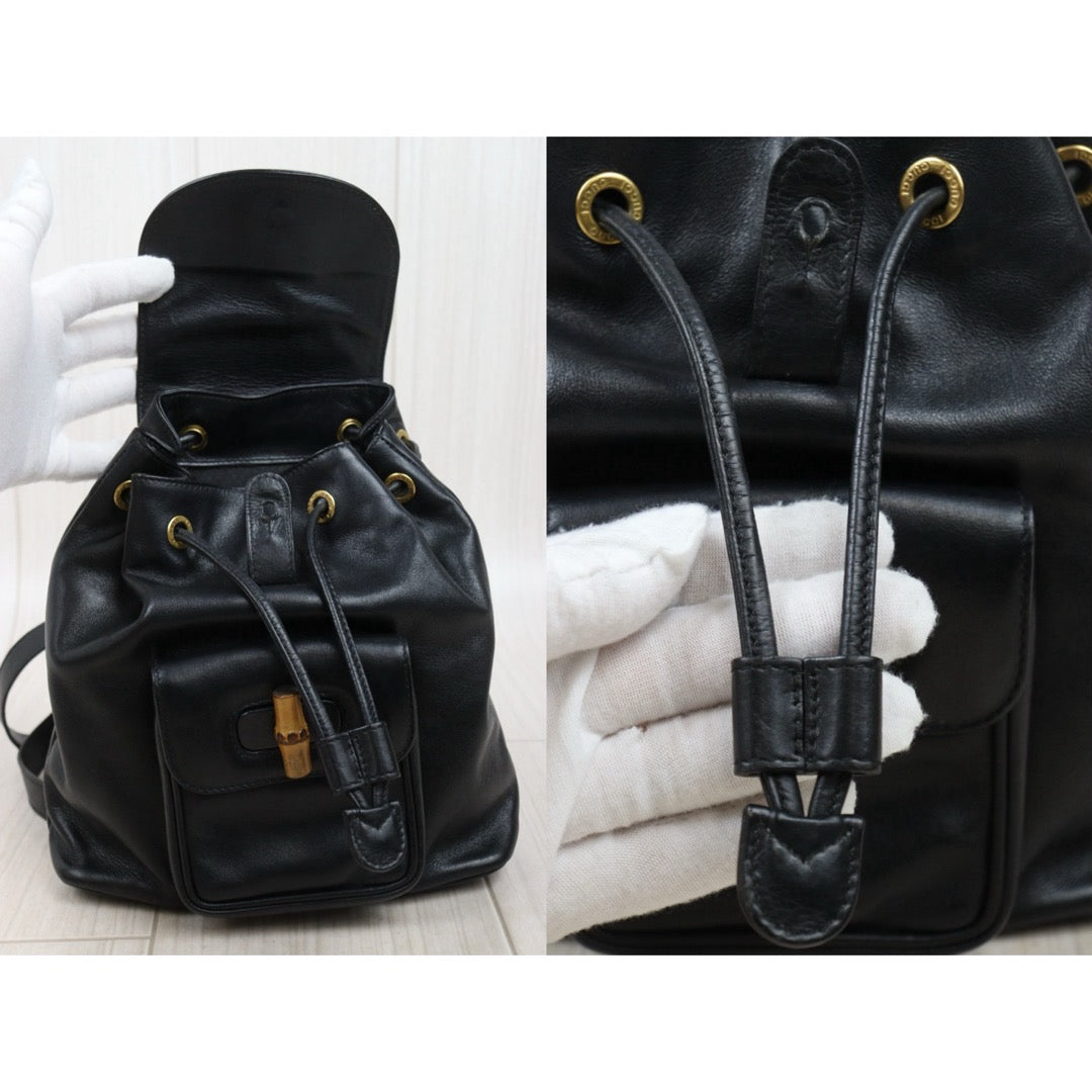 Good ( Rank AB)｜GUCCI Bamboo Calf Leather Mini Backpack Back｜25111901