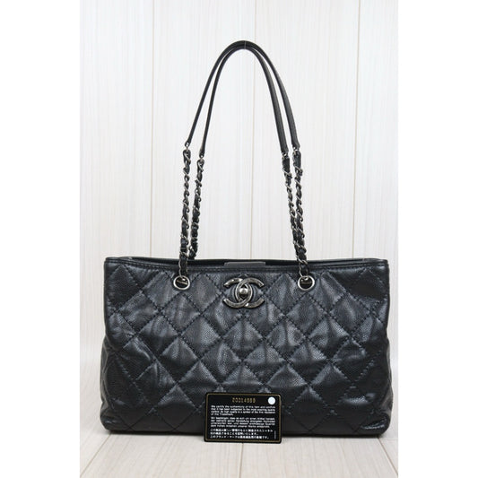 Very Good ( Rank A)｜ CHANEL Caviar Skin  Matrasse Chain Tote Bag Black Made In 2014～2015Year｜25121811