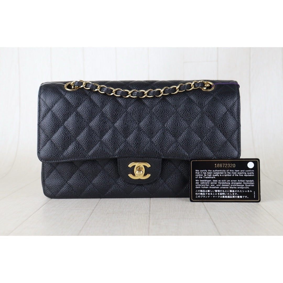 Include Entrupy Certificate of Authenticity｜Very Good ( Rank A)｜ CHANEL Caviar Skin Calf Leather Chain Double Flap 25 Shoulder Bag  Black Made In 2013-2014Year｜S26072602