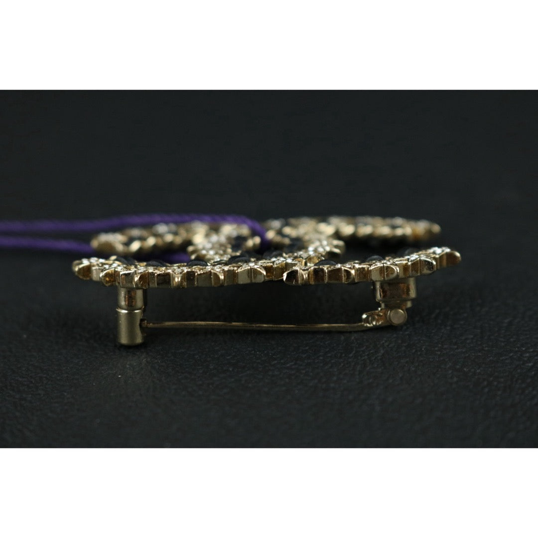 Include Authentic Detective Certificate of Authenticity｜Very Good ( Rank A)｜ CHANEL B23C Vintage Coco Mark Rhinestone Brooch ｜S26062303