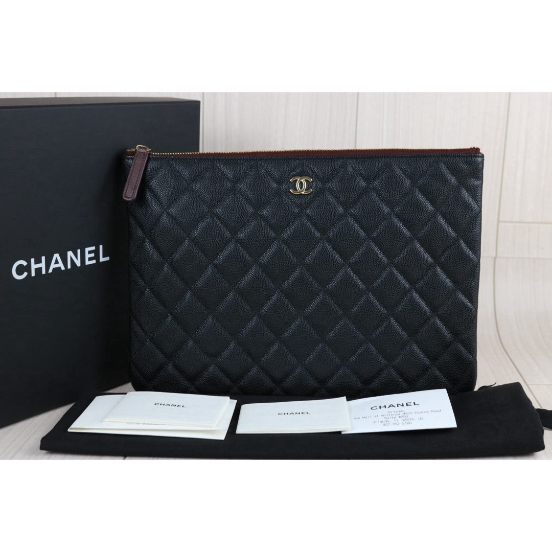 Include Entrupy Certificate of Authenticity｜Excellent（Rank SA）｜Full Set CHANEL Caviar Skin  Klassische Pochette Mit Reissverschluss  Black IC Chips Model｜X26051804