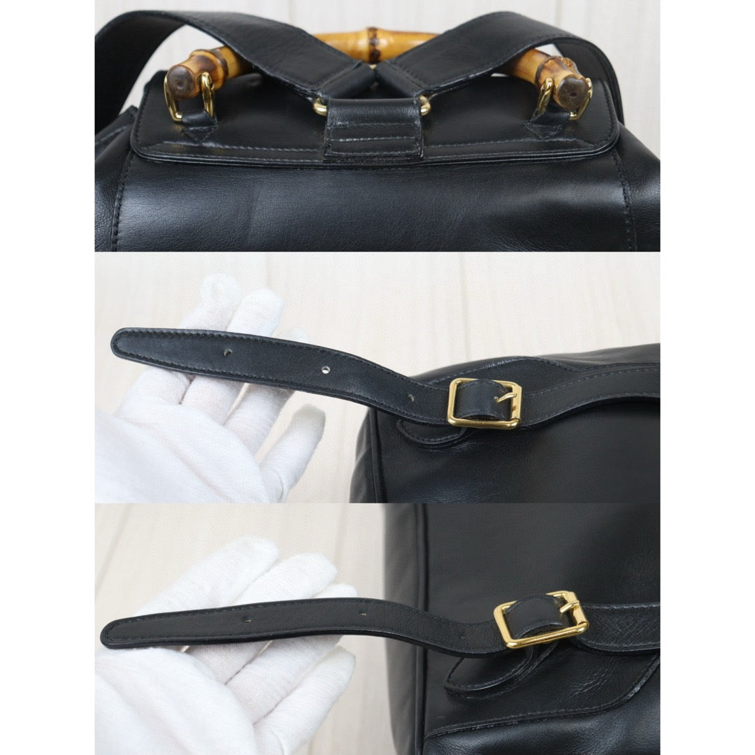 Very Good ( Rank A) ｜GUCCI Bamboo Leather GM Backpack Back｜24103112