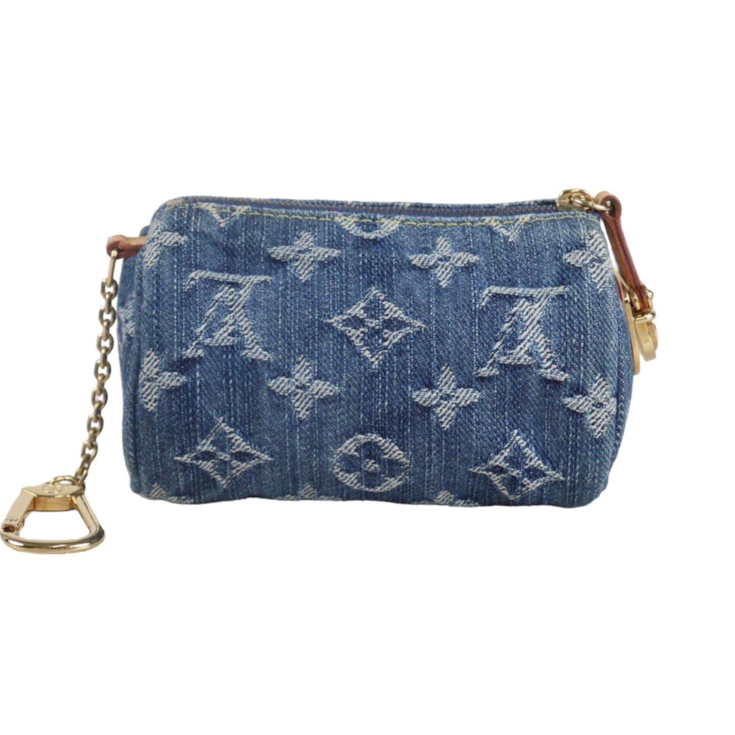 Rank A ｜ LV Monogram Denim Truth Speedy PM Mini Pouch Glove Case Accessory Pouch Blue｜V23090735