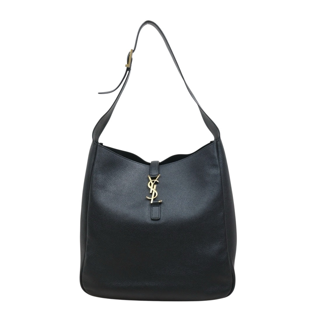 Include Entrupy Certificate of Authenticity｜Good ( Rank AB)｜  Saint Laurent YSL Calf Leather Hobo Shoulder Bag Black MM｜S26060618