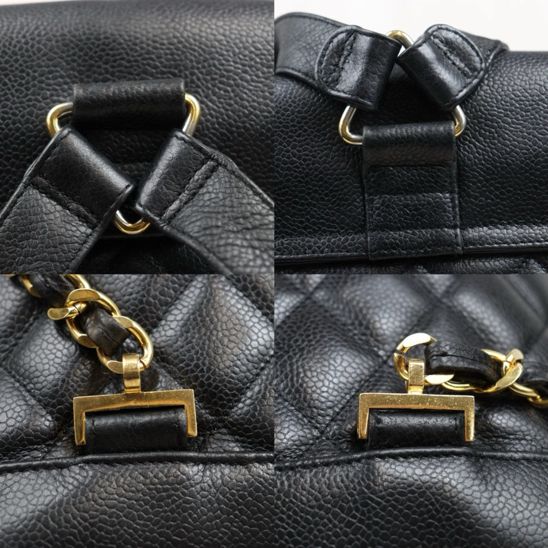 Include Entrupy Certificate of Authenticity｜Good ( Rank AB)｜CHANEL  Caviar Skin Leather Calf Backpack  Black Made in 1991-1994Year｜25042802