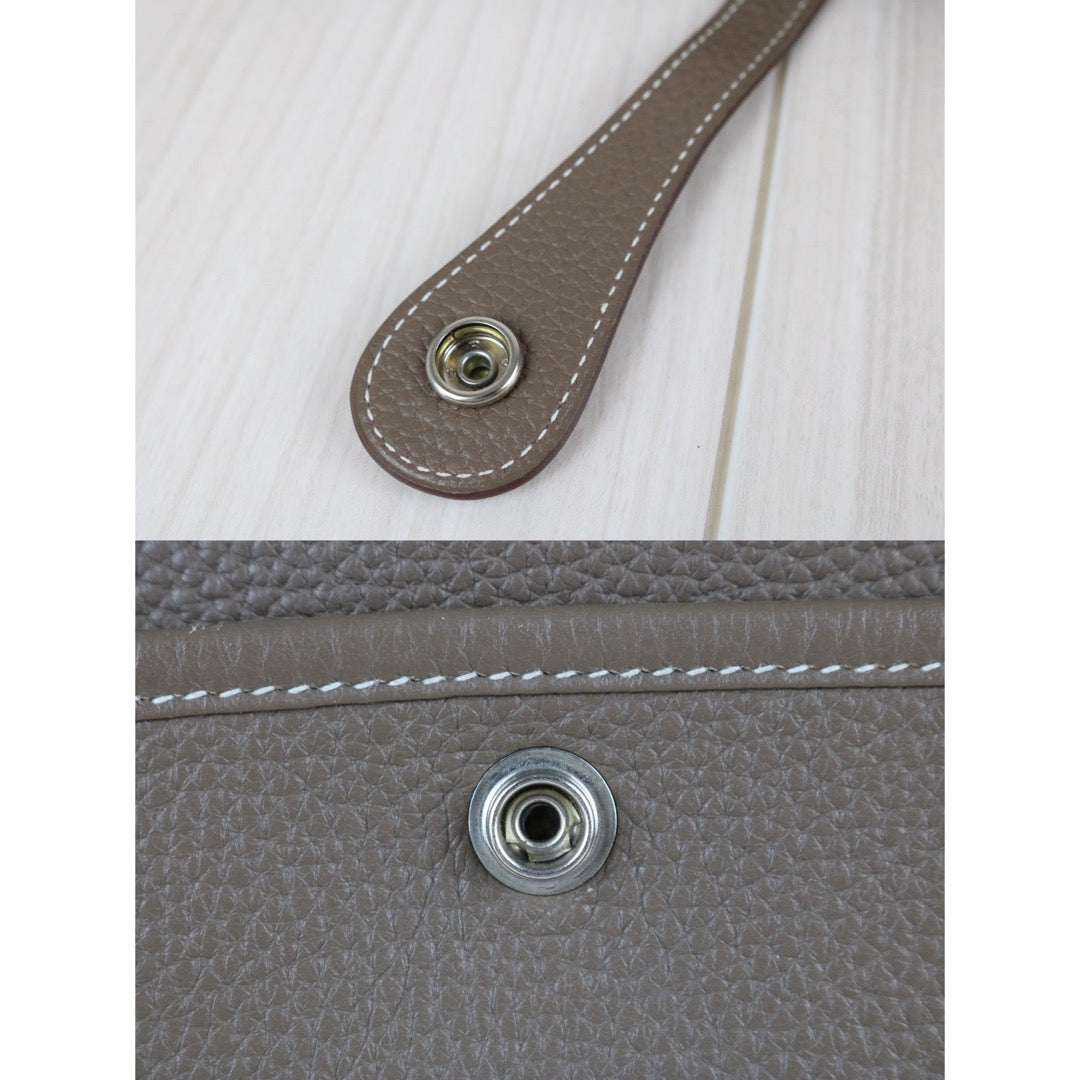 Include Entrupy Certificate of Authenticity｜Very Good ( Rank A)｜ HERMES TC Leather  Evelyne 29 Shoulder Bag Gray Q Stamp Made In 2013Year｜W26071702