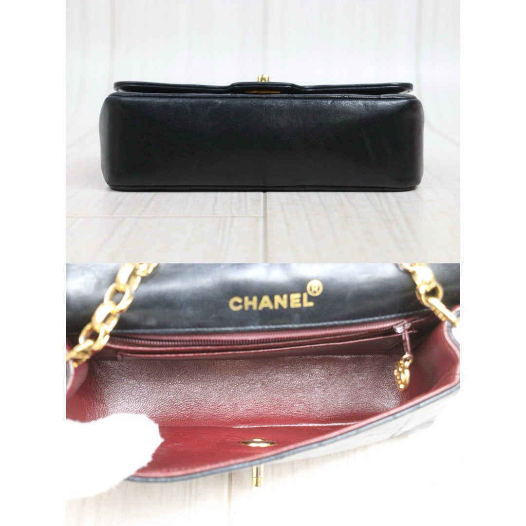 Include Entrupy Certificate of Authenticity｜Good ( Rank AB)｜ CHANEL  Lamb Skin Mini Diana  Chain Shoulder Bag Made in 1989-1991Year｜26051305