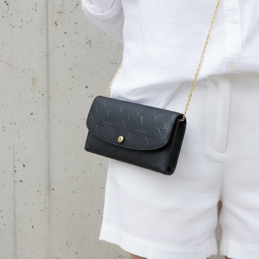Include Entrupy Certificate of Authenticity｜Good ( Rank AB)｜ Louis Vuitton Monogram Empreinte Emilie Long Wallet Black｜26051402