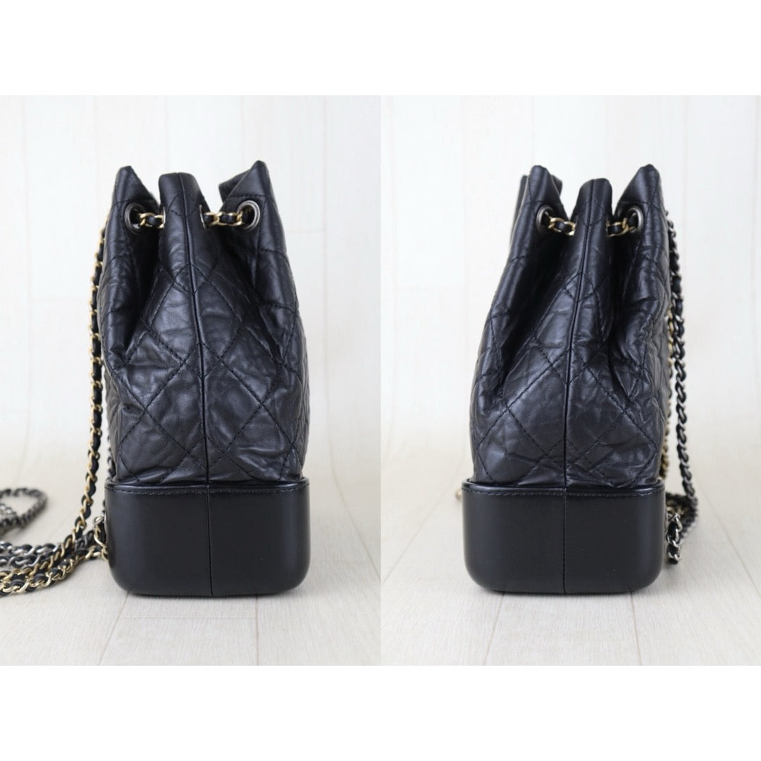 Include Entrupy Certificate of Authenticity｜Very Good ( Rank A)｜ CHANEL Gabrielle Calfskin Chain Backpack Black Made In 2020-2021Year｜S26083008