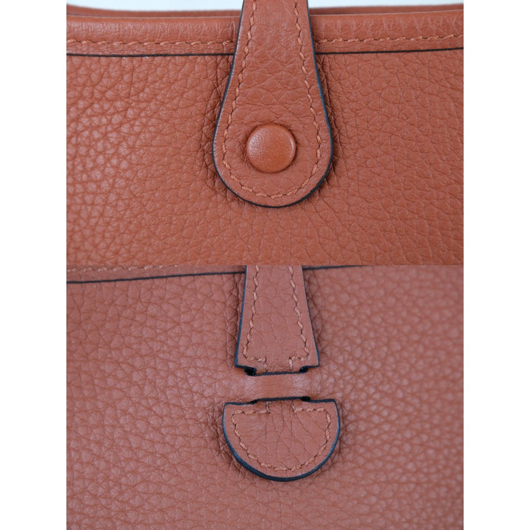 Include Entrupy Certificate of Authenticity｜Very Good ( Rank A)｜ Full Set HERMES Clemence Leather Mini Evelyn 16 Shoulder Bag Potiron D Stamp Made In 2019Year｜X26030702